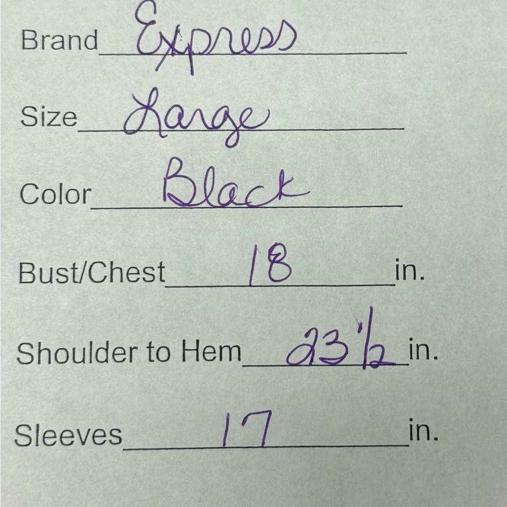 Express World Brand Stretch Black Knit Top Size L – Classic Scoop Neck 3/4 Sleev - Picture 8 of 8